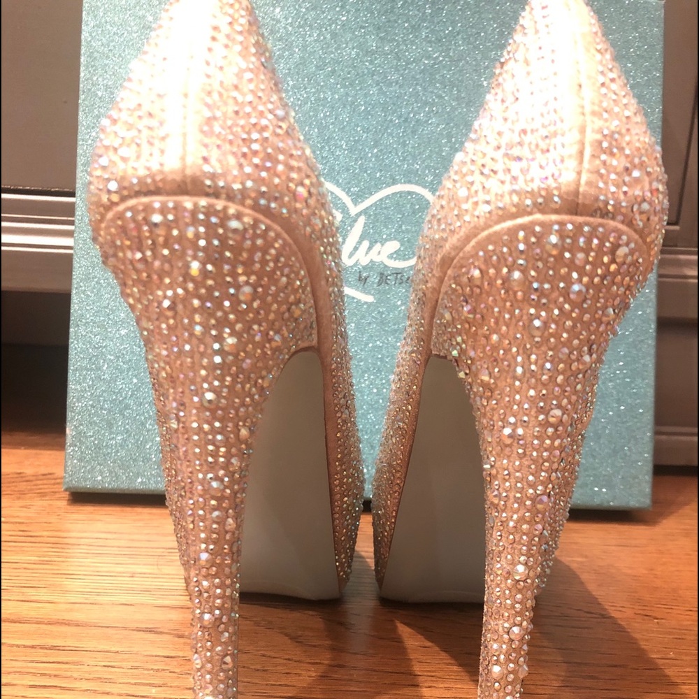 Betsey Johnson Wish Platform Crystal Pumps.